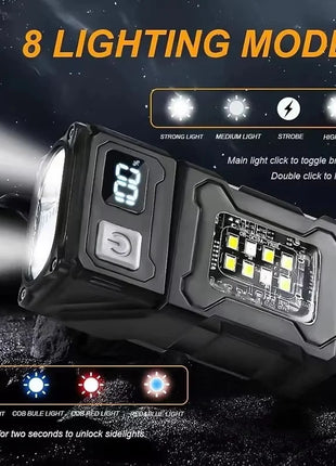 Mini Portable LED COB Flashlight Ajustable Rotatable Magnetic Torch