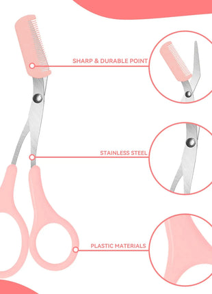 Eyebrow Trimmer, Stainless Steel Eyebrow Scissors With Comb, Eyebrow