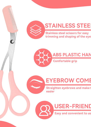 Eyebrow Trimmer, Stainless Steel Eyebrow Scissors With Comb, Eyebrow