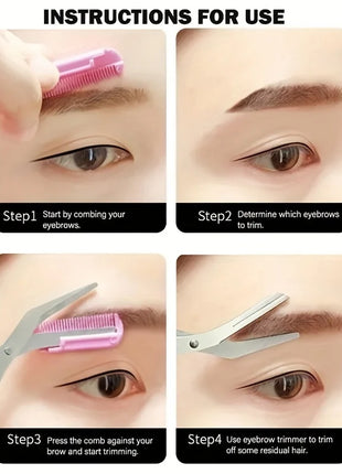 Eyebrow Trimmer, Stainless Steel Eyebrow Scissors With Comb, Eyebrow