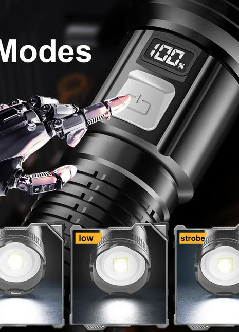 1600000 LM Super Bright Flashlight USB Rechargeable LED Long Range
