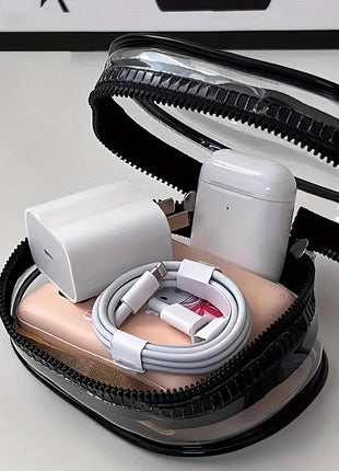 Portable Mini Clear Zipper Storage Bag - Space-Saving Organizer for