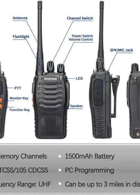 1/2 PCS Baofeng BF 888S Walkie Talkie UHF 400 470MHz 888s Long Range