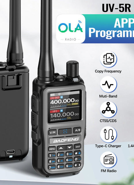 BAOFENG UV-5R Mini Walkie Talkie Multi Band Bluetooth Programming