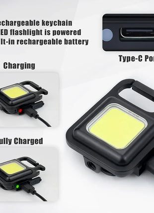 COB LED Mini Flashlight Super Bright EDC Keychain Light Outdoor