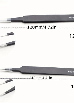 Precision ESD anti-static tweezers set -6-pc durable stainless steel