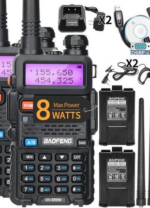 1/2PCS BaoFeng UV-5R 8W Tri-Power Walkie Talkie High Power Dual Band