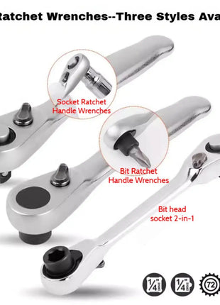 1/4" Mini Socket/ Mini Bit/ 2-in-1 Ratchet Handle Wrenches