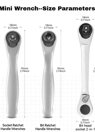 1/4" Mini Socket/ Mini Bit/ 2-in-1 Ratchet Handle Wrenches