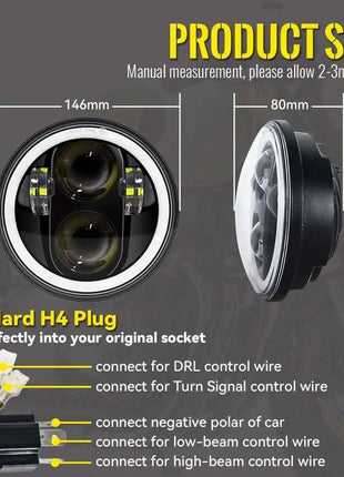 Motorcycle Headlight 5.75 Inch Lamp Halo For Triumph Rocket Iii 3