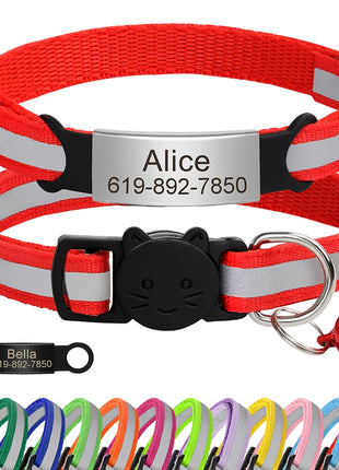 Customized Cat Collar Reflective Cat Collar Free Engraved Puppy Kitten