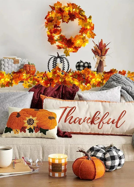 200CM Autumn Artificial Maple Leaf Wreath Fake Leaf Plant Vine Home