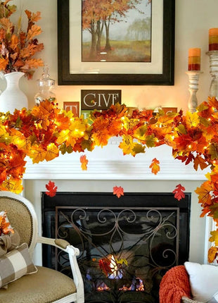 200CM Autumn Artificial Maple Leaf Wreath Fake Leaf Plant Vine Home