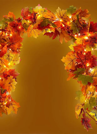 200CM Autumn Artificial Maple Leaf Wreath Fake Leaf Plant Vine Home