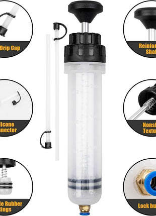 Manual automotive engine oil pump, syringe type, suitable for