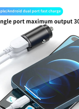 Mini Car USB/QC3.0 PD Charger 12-24V Fast Charging Car USB Type C