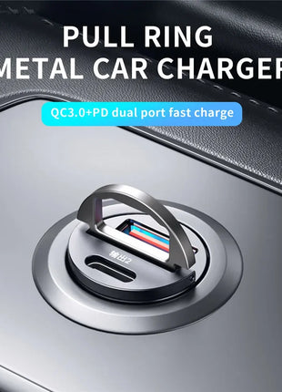 Mini Car USB/QC3.0 PD Charger 12-24V Fast Charging Car USB Type C