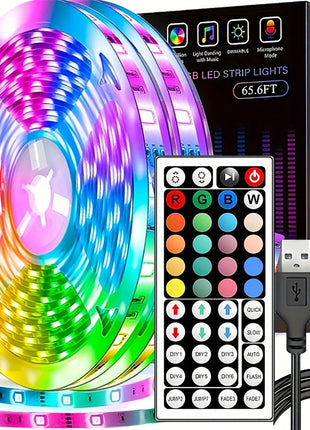 10m 20m Led Strip Lights with 44 Key Remote Control RGB Tape Led Wall