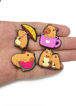 20Pcs Capybara Series Shoe Charms For Slides Sandals, PVC Shoe