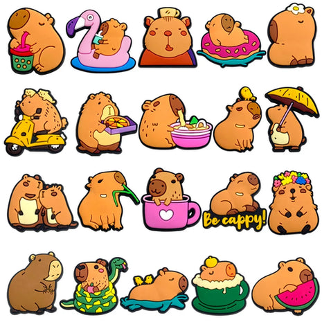 20Pcs Capybara Series Shoe Charms For Slides Sandals, PVC Shoe
