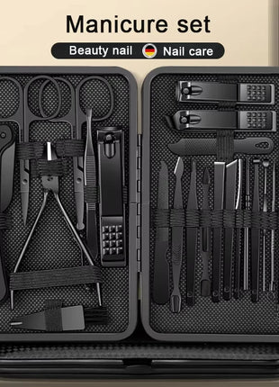 8/12/15/20/24pcs black Nail clipper set Pedicure knife Stainless steel