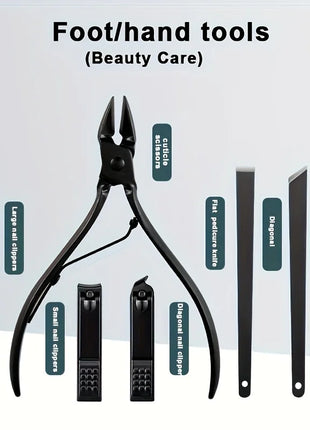 8/12/15/20/24pcs black Nail clipper set Pedicure knife Stainless steel