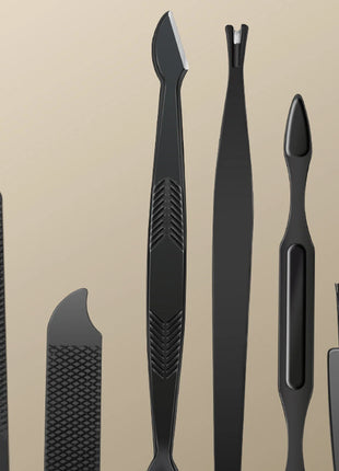 8/12/15/20/24pcs black Nail clipper set Pedicure knife Stainless steel