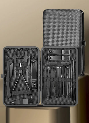 8/12/15/20/24pcs black Nail clipper set Pedicure knife Stainless steel