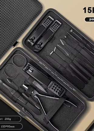 8/12/15/20/24pcs black Nail clipper set Pedicure knife Stainless steel