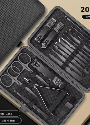 8/12/15/20/24pcs black Nail clipper set Pedicure knife Stainless steel