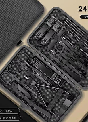 8/12/15/20/24pcs black Nail clipper set Pedicure knife Stainless steel