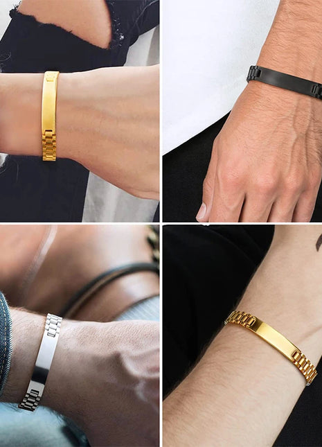 Personalized Engrave ID Bracelet for Men Wristband Stainless Steel