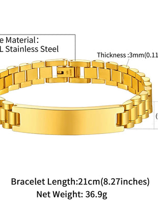Personalized Engrave ID Bracelet for Men Wristband Stainless Steel