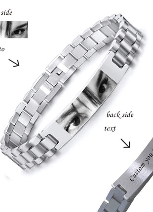 Personalized Engrave ID Bracelet for Men Wristband Stainless Steel