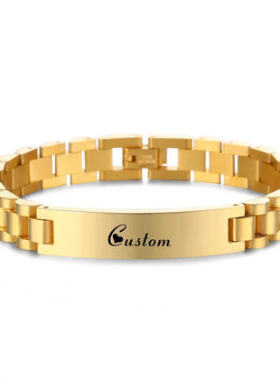 Personalized Engrave ID Bracelet for Men Wristband Stainless Steel
