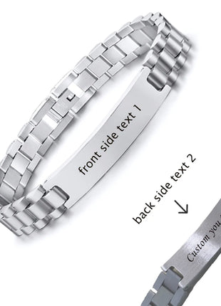 Personalized Engrave ID Bracelet for Men Wristband Stainless Steel