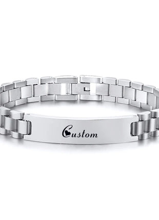 Personalized Engrave ID Bracelet for Men Wristband Stainless Steel