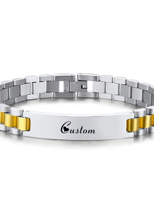 Personalized Engrave ID Bracelet for Men Wristband Stainless Steel