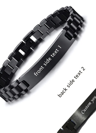 Personalized Engrave ID Bracelet for Men Wristband Stainless Steel