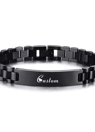 Personalized Engrave ID Bracelet for Men Wristband Stainless Steel