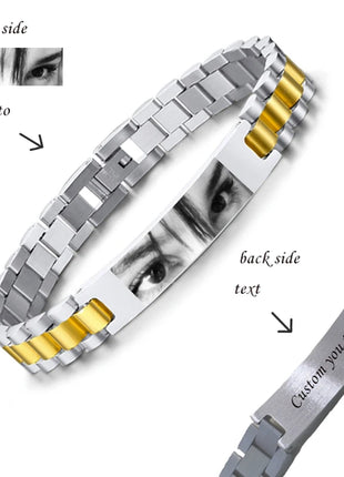 Personalized Engrave ID Bracelet for Men Wristband Stainless Steel