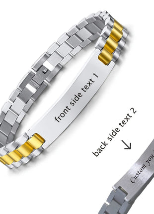 Personalized Engrave ID Bracelet for Men Wristband Stainless Steel