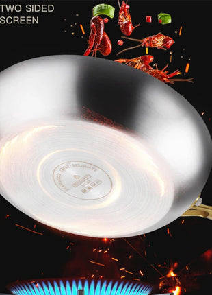 316 Stainless Steel Frying Pan Wok Pan Nonstick Cooking Fried Steak