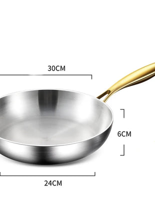 316 Stainless Steel Frying Pan Wok Pan Nonstick Cooking Fried Steak