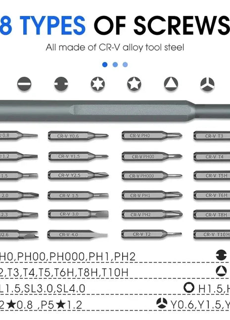 25 In 1 Precision Screwdriver Set Mini Magnetic With 24 Pcs Torx