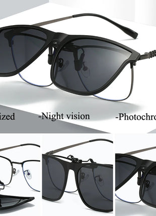 Polarized Clip on Sunglasses Men Photochromic Car Driver Goggles Night