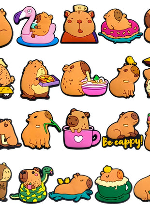 20Pcs Capybara Series Shoe Charms For Slides Sandals, PVC Shoe