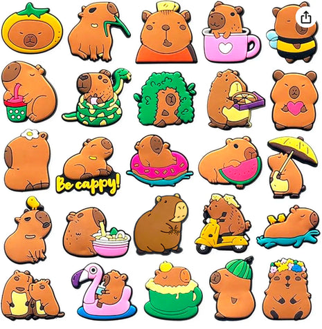 20Pcs Capybara Series Shoe Charms For Slides Sandals, PVC Shoe