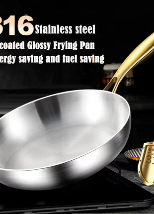 316 Stainless Steel Frying Pan Wok Pan Nonstick Cooking Fried Steak