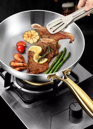 316 Stainless Steel Frying Pan Wok Pan Nonstick Cooking Fried Steak